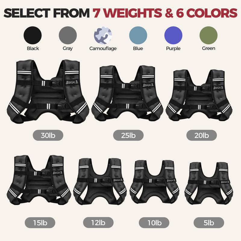 【Tiktokshopblackfriday】Bagail Weighted Vest, 5Lbs/8Lbs/10Lbs/12Lbs/15Lbs/20Lbs/25Lbs/30Lbs Weight Vest with Detachable Phone Pouch, Rucking Vest for Women, Men, Walking, Training, Running Glute Workout Equipment Sweat Fitness Belt