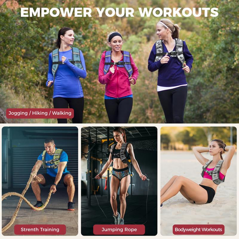 【Tiktokshopblackfriday】Bagail Weighted Vest, 5Lbs/8Lbs/10Lbs/12Lbs/15Lbs/20Lbs/25Lbs/30Lbs Weight Vest with Detachable Phone Pouch, Rucking Vest for Women, Men, Walking, Training, Running Glute Workout Equipment Sweat Fitness Belt