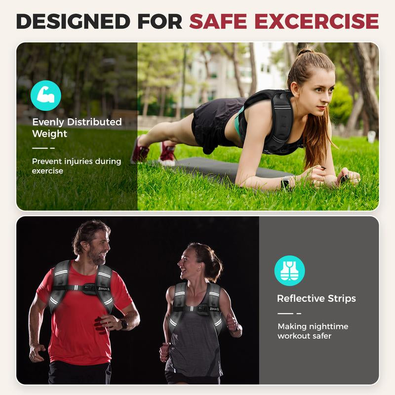 【Tiktokshopblackfriday】Bagail Weighted Vest, 5Lbs/8Lbs/10Lbs/12Lbs/15Lbs/20Lbs/25Lbs/30Lbs Weight Vest with Detachable Phone Pouch, Rucking Vest for Women, Men, Walking, Training, Running Glute Workout Equipment Sweat Fitness Belt